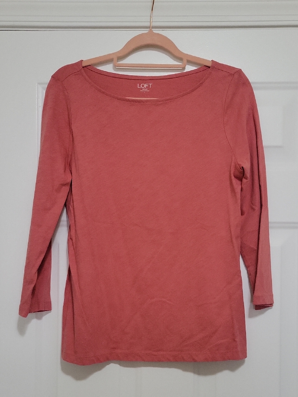 LOFT Long Sleeve Scoop Neck Top - Dusty Rose